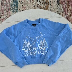 Playboy Sky Blue Cropped Sweatshirt